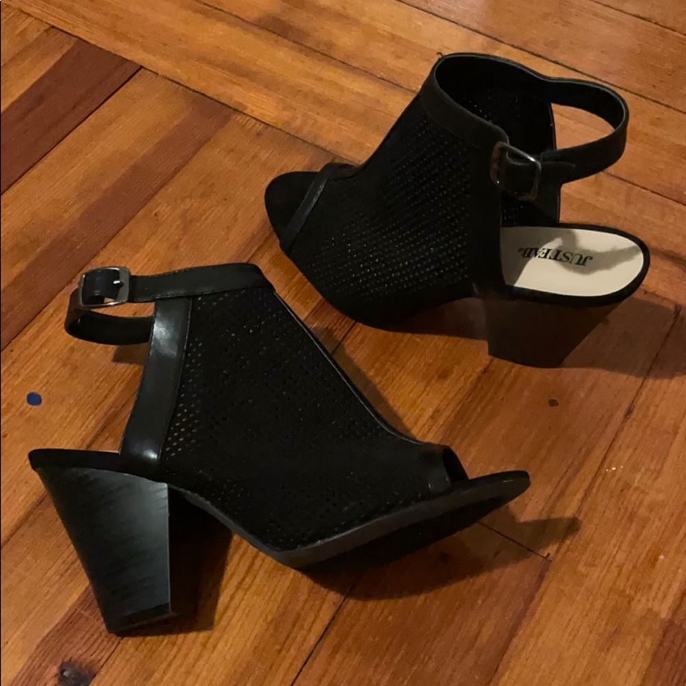 Open toe mules with 3 inch heel